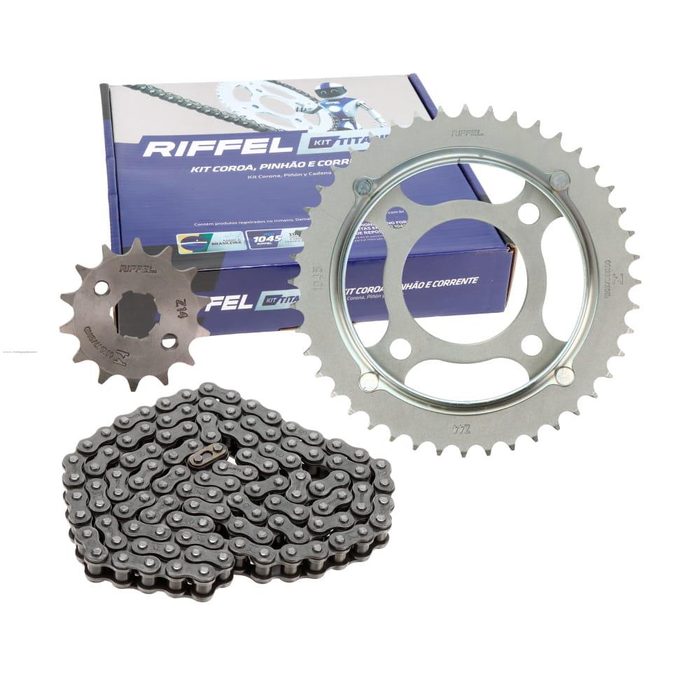 Juego Engranes RIFFEL Titanium 44DX14D con Cadena 428HX116L P/HONDA CG125 Titan KS