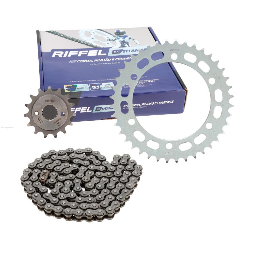 Juego Engranes RIFFEL Titanium (71746) 40DX15D con Cadena 520HX106L P/HONDA NX4 Falcon 400