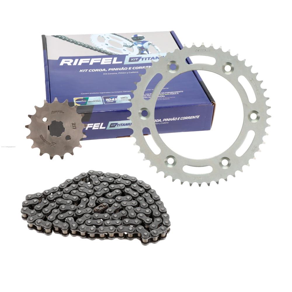 Juego Engranes RIFFEL Titanium (71884) 49DX17D con Cadena 428HX128L P/HONDA NXR150 Bros