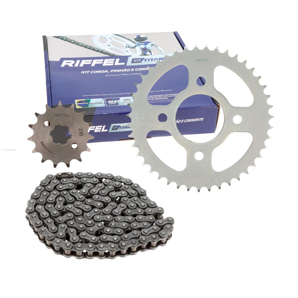 Juego Engranes RIFFEL Titanium (91248) 43DX15D con Cadena 428HX126L P/HONDA Invicta 150