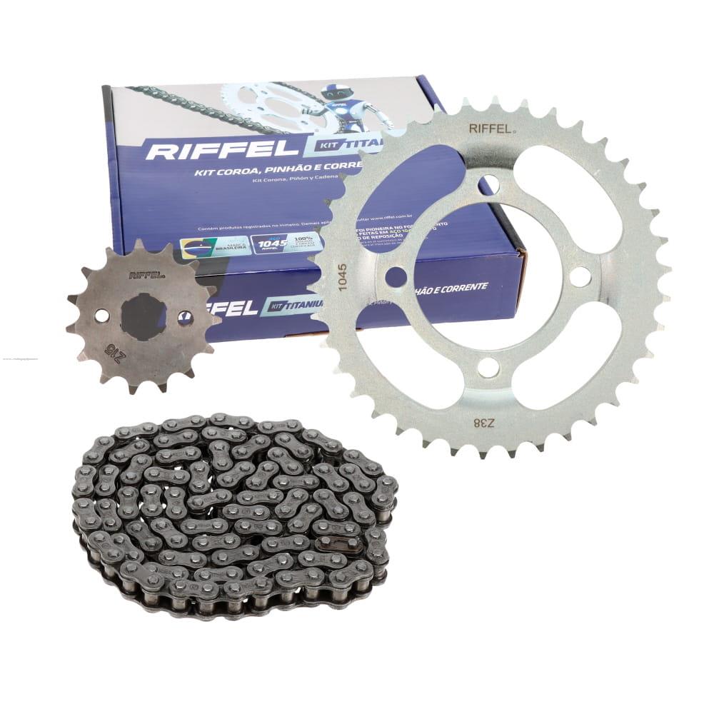 Juego Engranes RIFFEL Titanium (91249) 38DX15D con Cadena 428HX120L P/HONDA CGL125 TOOL/FT125SPORT