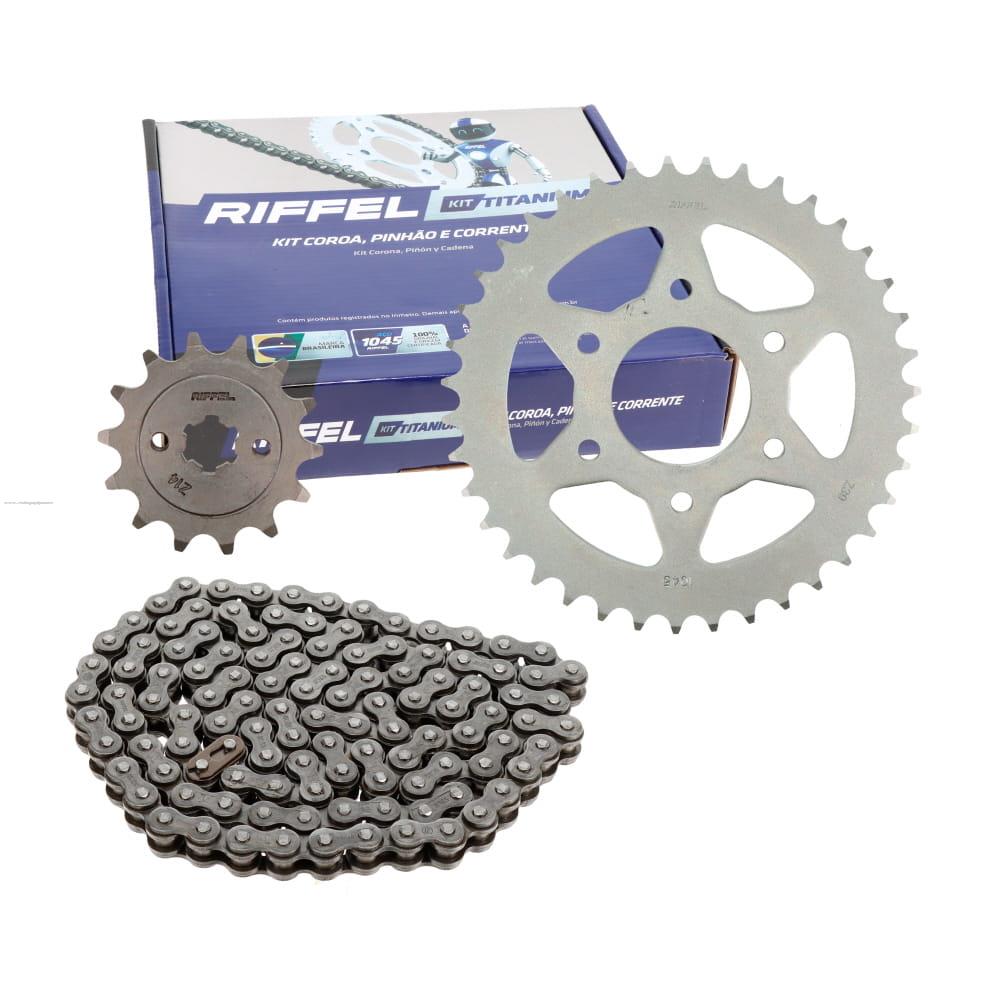 Juego Engranes RIFFEL Titanium (91403) 39DX14D con Cadena 520HX116L P/BAJAJ Pulsar NS200