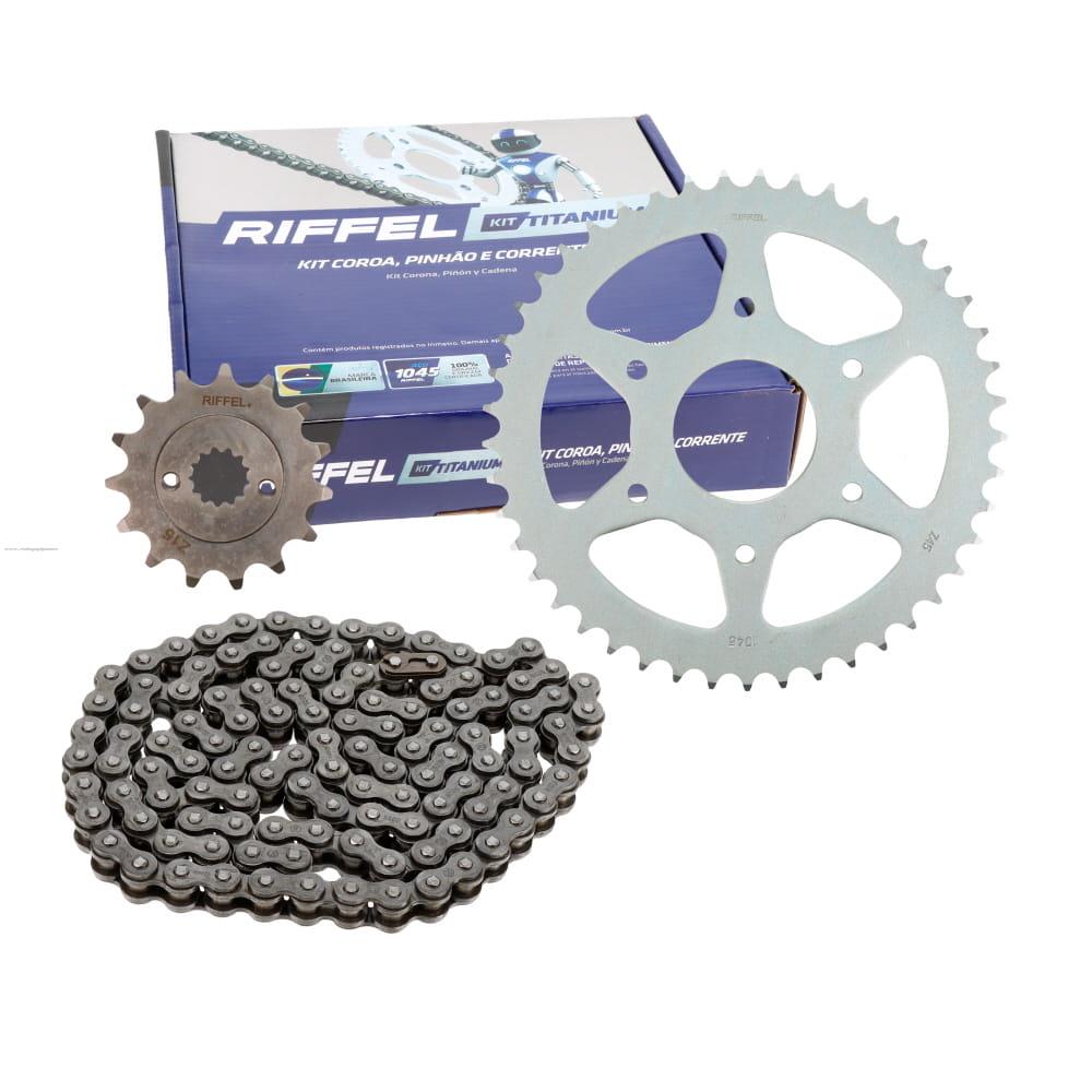 Juego Engranes RIFFEL Titanium (91619) 45DX15D con Cadena 520HX118L Ktm 390 Duke