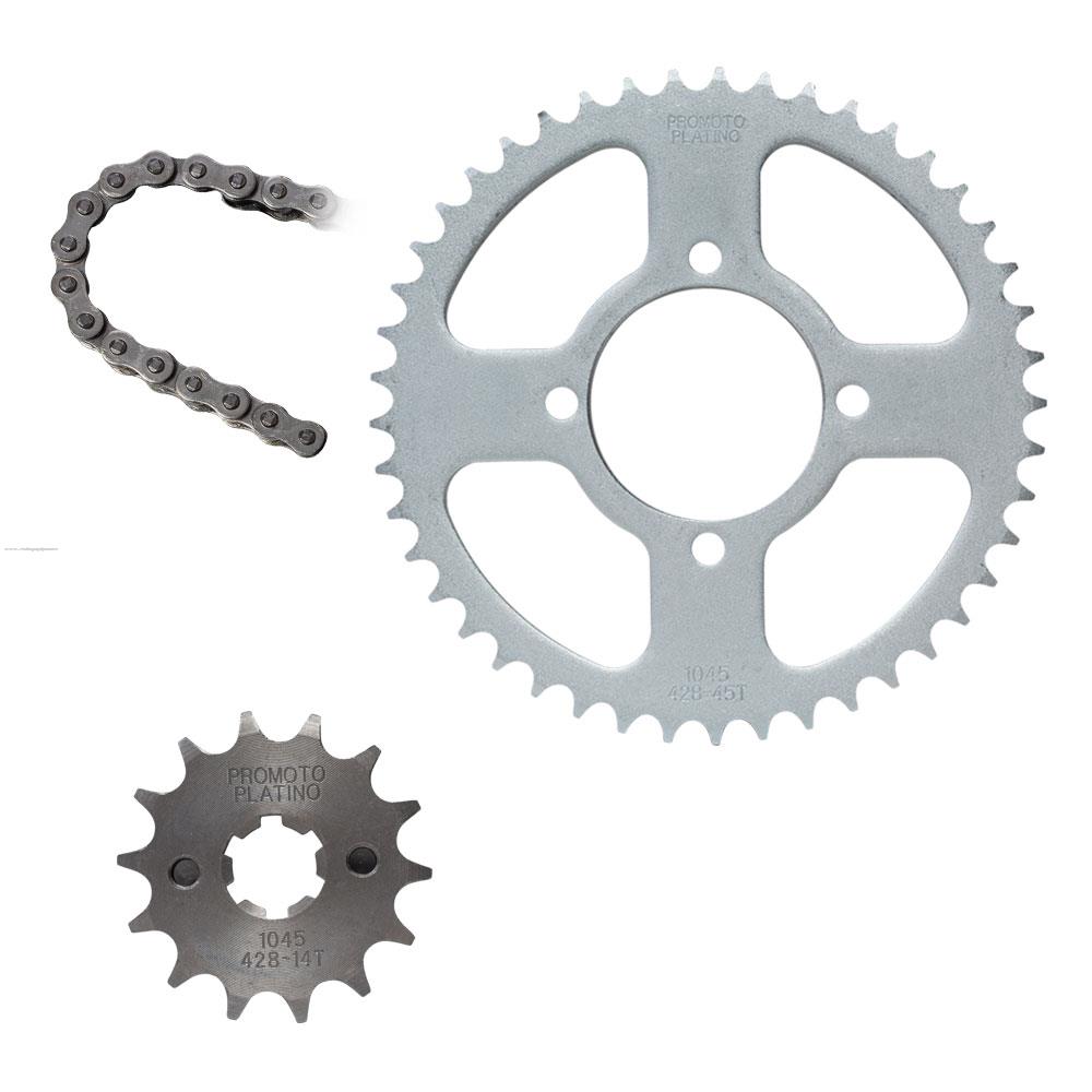 Juego Engranes PROMOTO PLATINO 45DX14D con Cadena 428HX126L Yamaha Ybr 125
