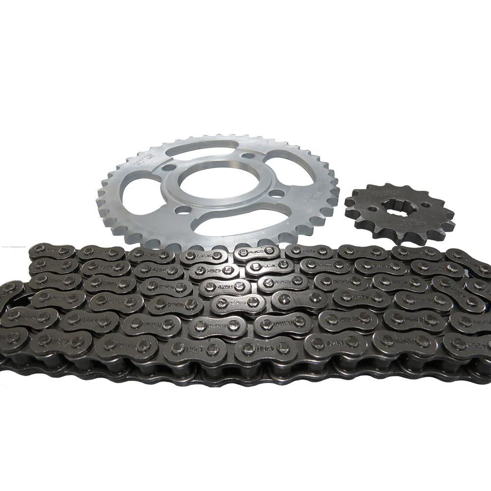 Juego Engranes PROMOTO PLATINO 41DX15D con Cadena 428HX108L Italika FT150/DT150 Delivery