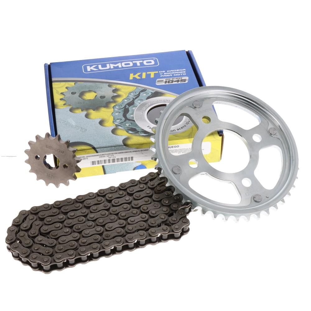Juego Engranes KUMOTO 43DX16D con Cadena 428HX120L Honda GL150 Cargo