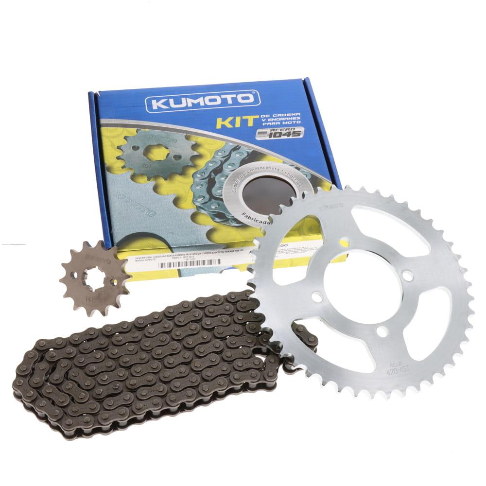 Juego Engranes KUMOTO 45DX14D con Cadena 428HX126L Yamaha YBR125