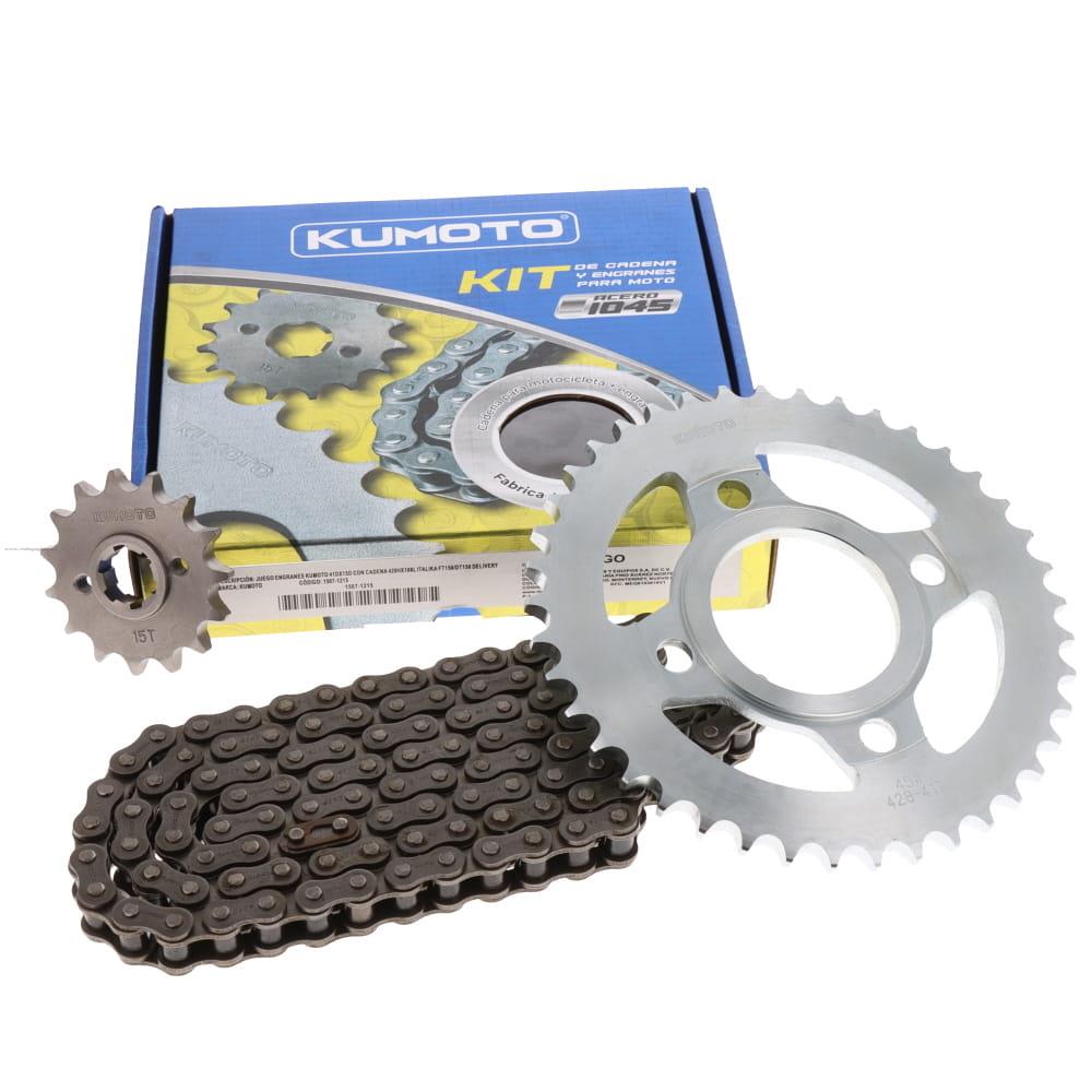 Juego Engranes KUMOTO 41DX15D con Cadena 428HX108L Italika FT150 /DT150 Delivery /DT150 Delivery