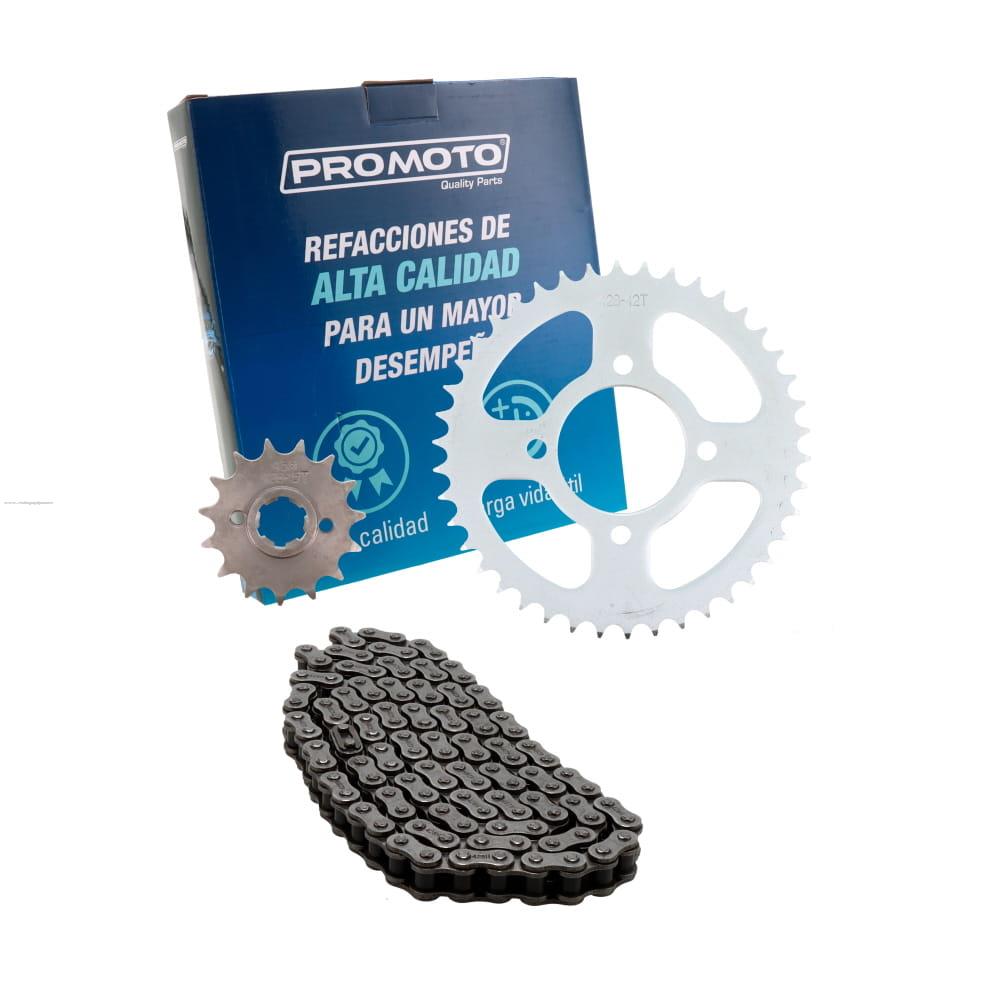 Juego Engranes PROMOTO 42DX15D con Cadena 428H-116L Vento Crossmax 200