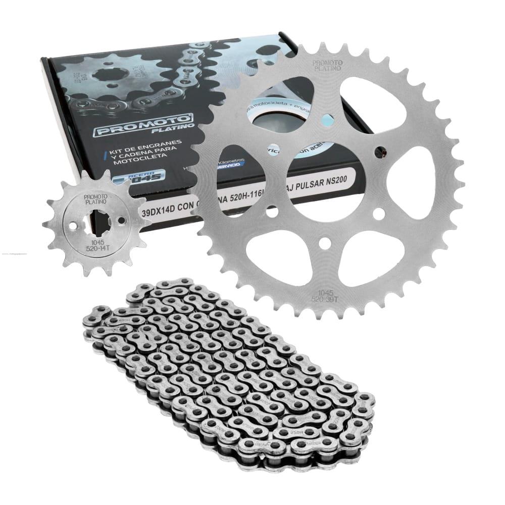 Juego Engranes PROMOTO PLATINO 39DX14D con Cadena 520H-116L Bajaj Pulsar NS200