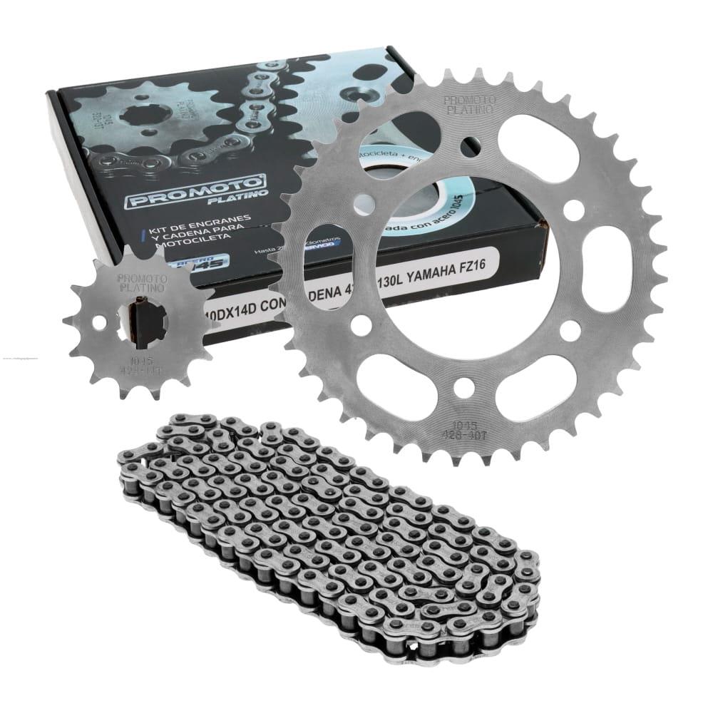 Juego Engranes PROMOTO PLATINO 40DX14D con Cadena 428H-130L Yamaha FZ16