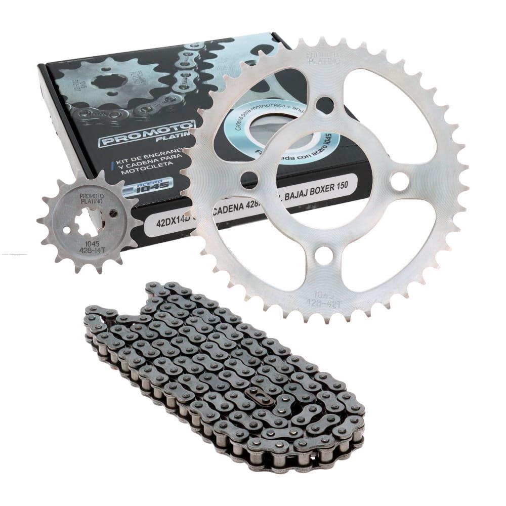 Juego Engranes PROMOTO PLATINO 42DX14D con Cadena 428H-122L Bajaj Boxer 150