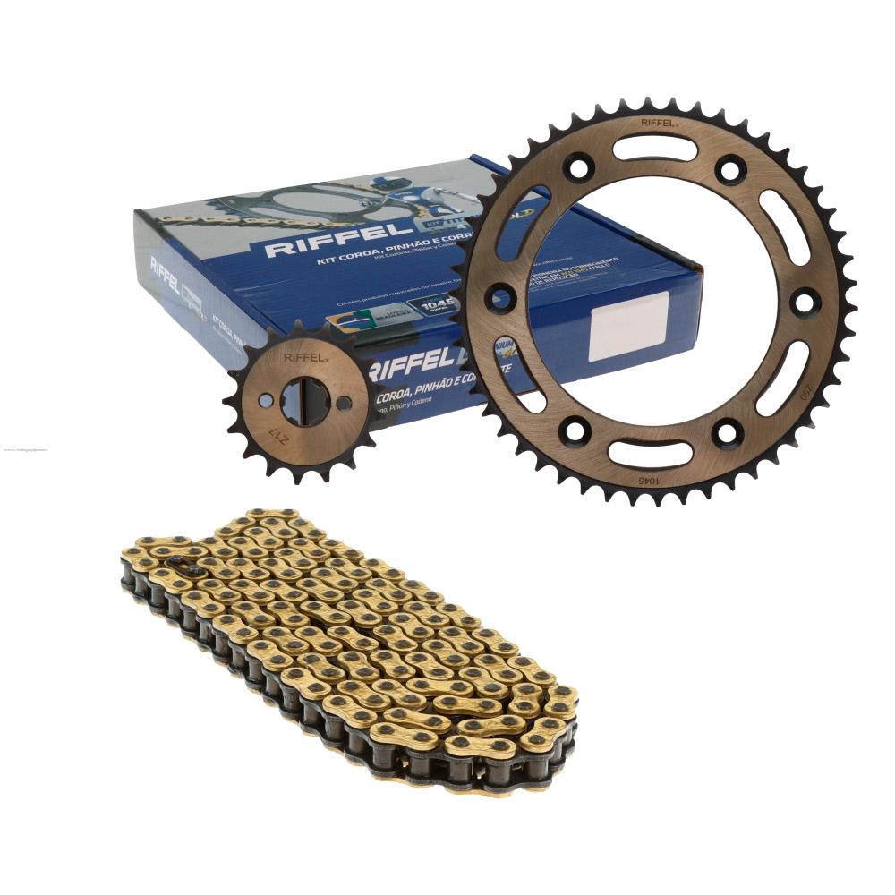 Juego Engranes RIFFEL Titanium Black Gold (91853) 50DX17D con Cadena 428H-130L Honda Nxr 150 Bros