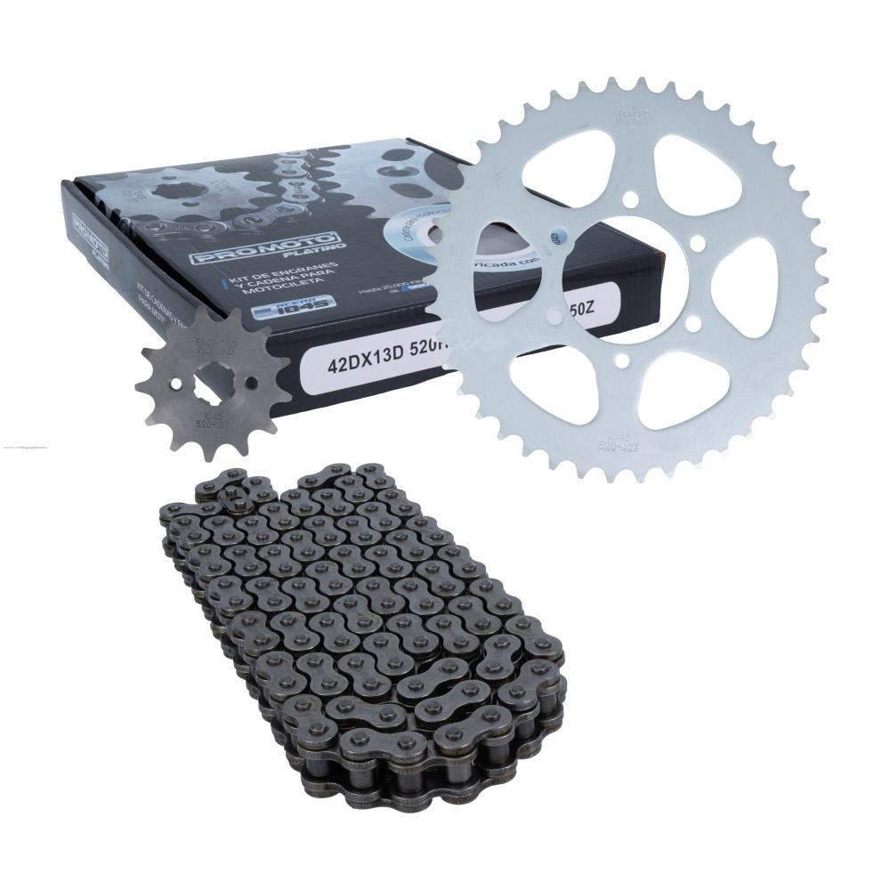 Juego Engranes PROMOTO PLATINO 42DX13D con Cadena 520H-108L Italika 250Z