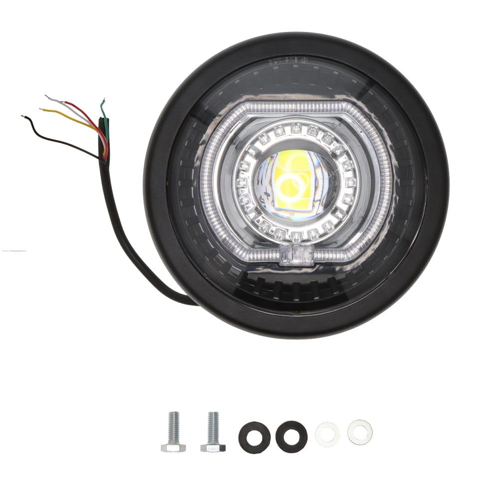 Faro Delan Led 12V Universal Luz BCO/AMA Aro AZL/ROJ PROMOTO PLATINO