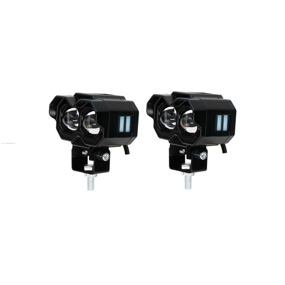Faro Delan Auxiliar Led Luz Baja AMARILLA/ALTA Blanca C/STROBO Azul 12V PROMOTO
