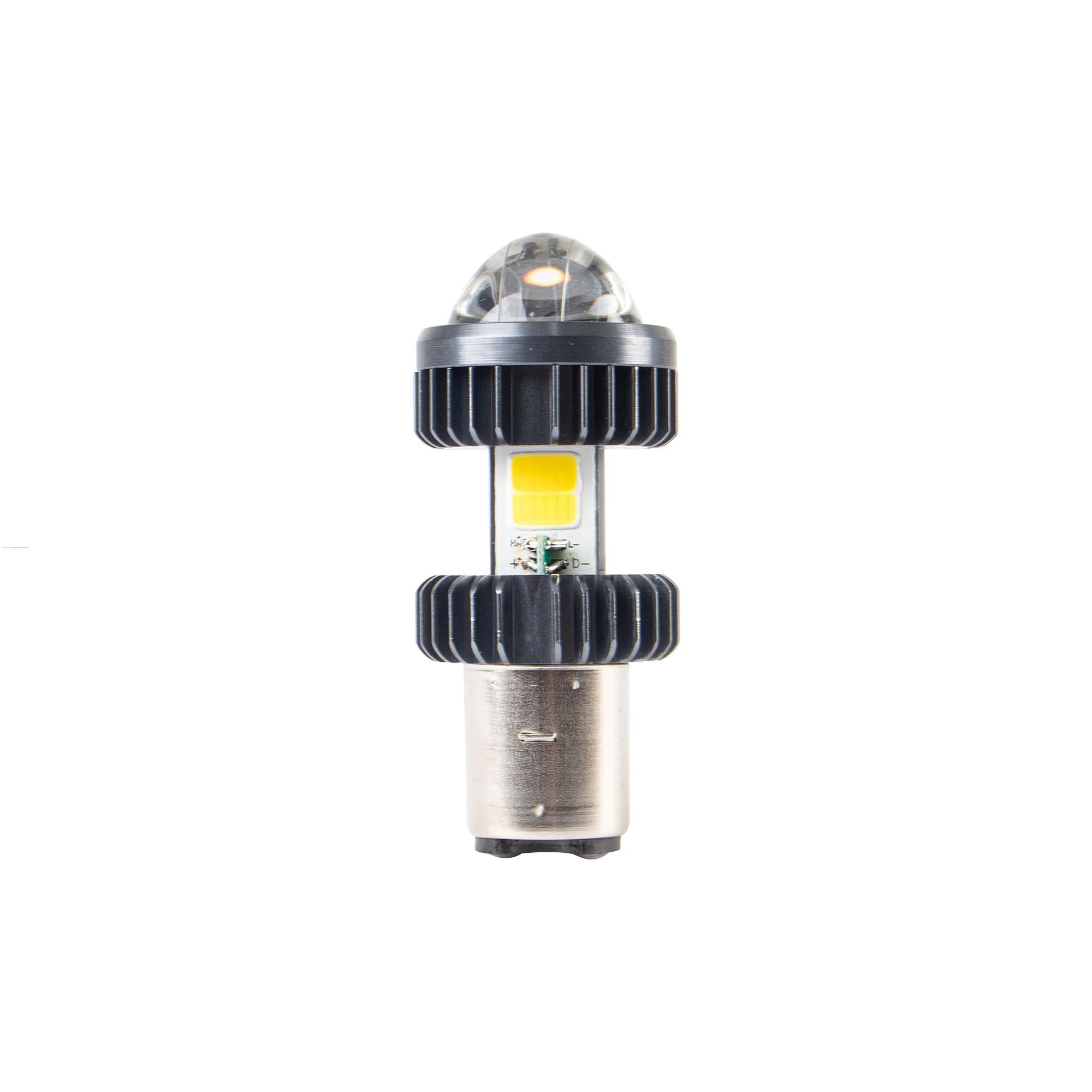 Foco Faro Delan BA20D Lupa Baja AMARILLO/ALTA Blanco Tipo Hongo PROMOTO