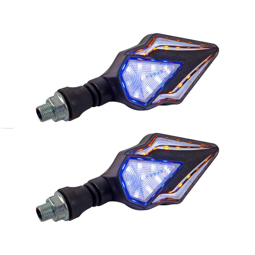 Par Direccionales P-42S Led Secuencial Luz AMBAR-AZUL STALLION