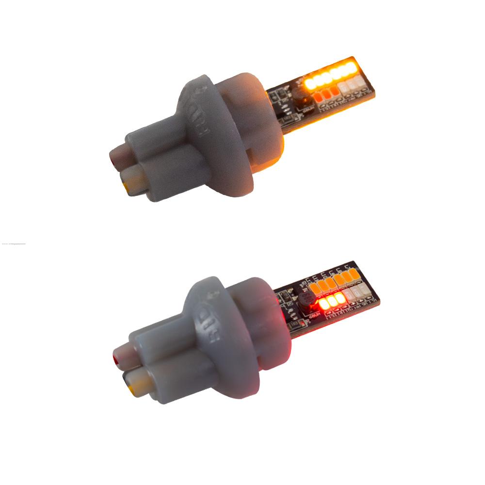 Par Direccionales Foco Led Pellizco C/BASE P-40 Luz AMBAR-ROJO STALLION