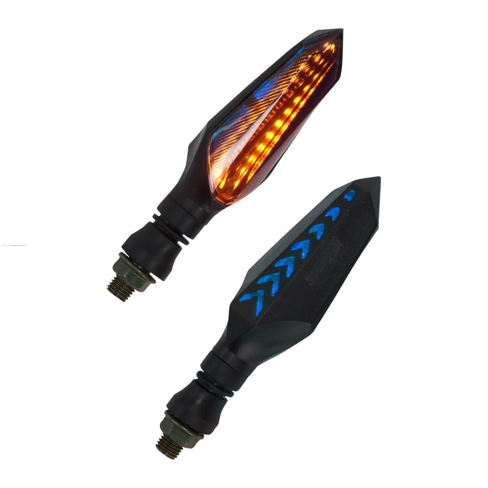 Par Direccionales Z-19 Led Secuencial Luz AMBAR-AZUL PROMOTO PLATINO