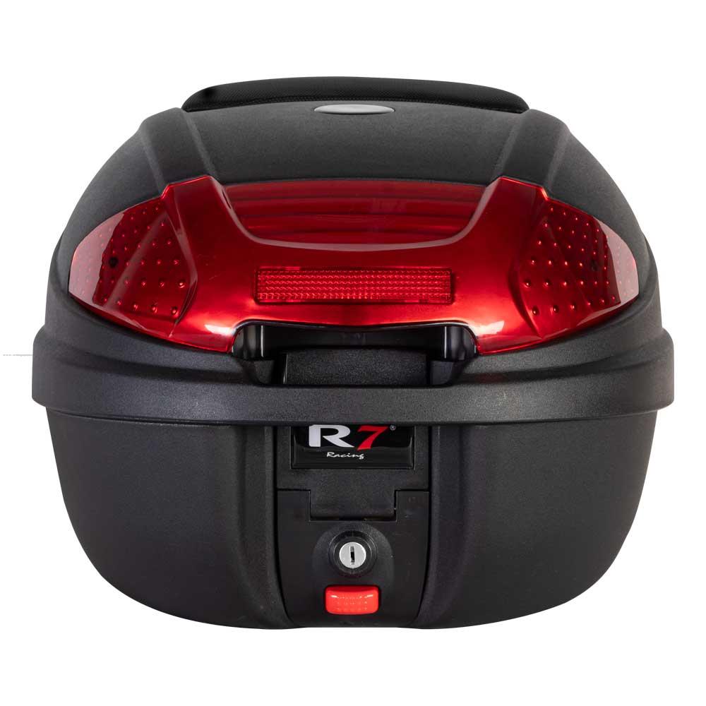 Baul Trasero Motocicleta R7 RACING Negro Plastico 32 Lts C/RESPALDO