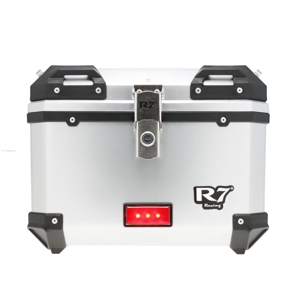 Baul Trasero Motocicleta Plata Plastico 45 Lts con Luz Led