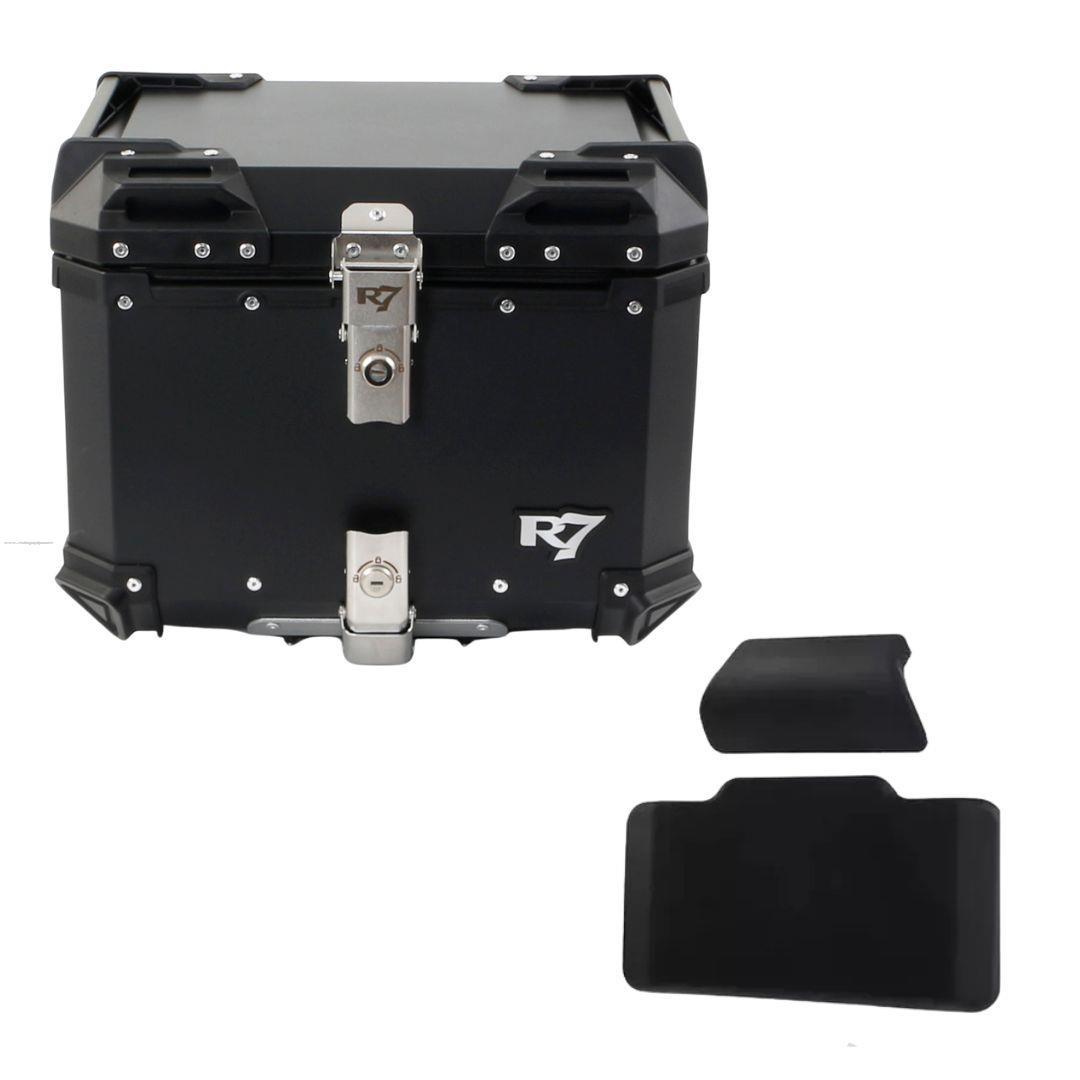Baul Trasero Motocicleta R7 RACING R7-702 Aluminio Negro 45 Lts con Respaldo