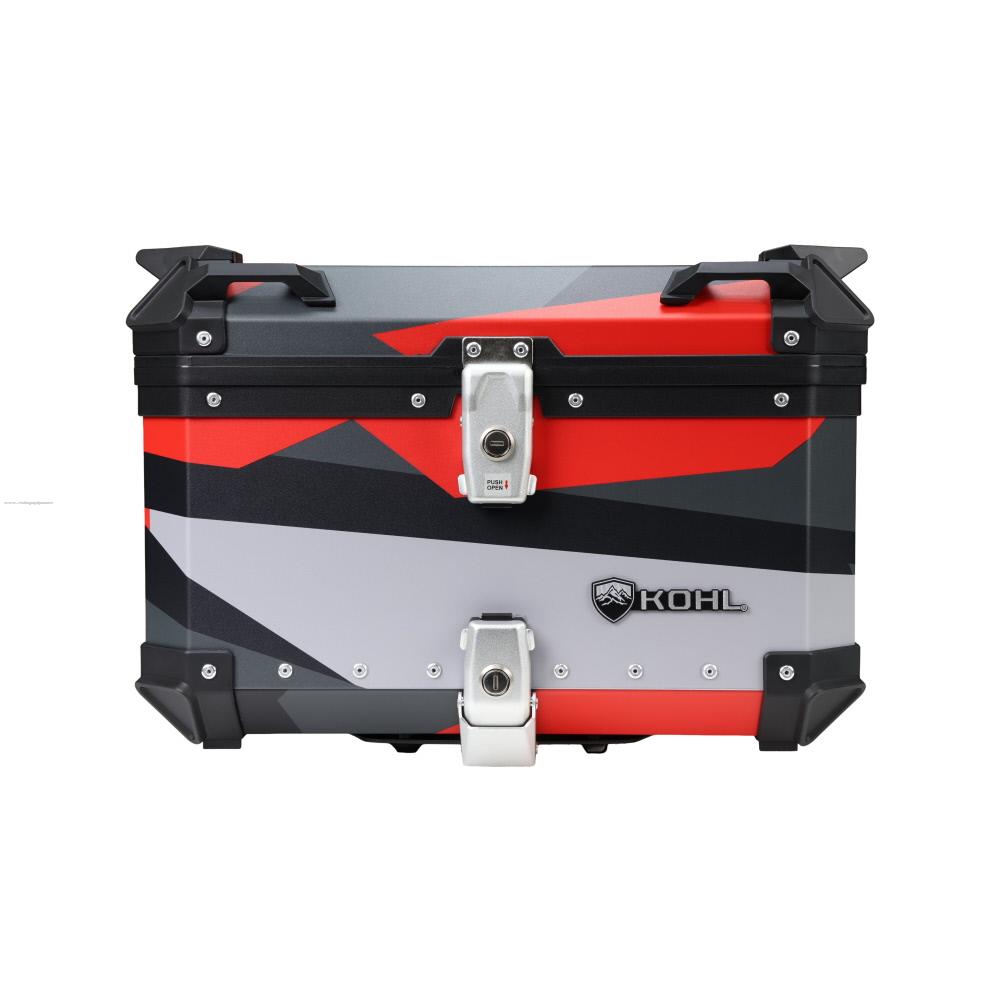 Baul Trasero Motocicleta KOHL Q5 Aluminio NGO/GRS/ROJ 50 Lts