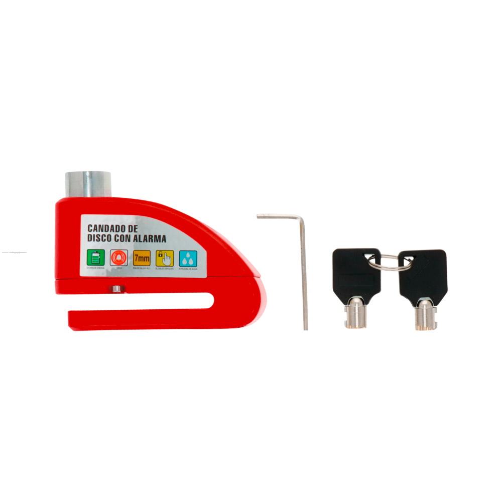 Candado Disco Freno PROMOTO con Alarma CDA1 Rojo