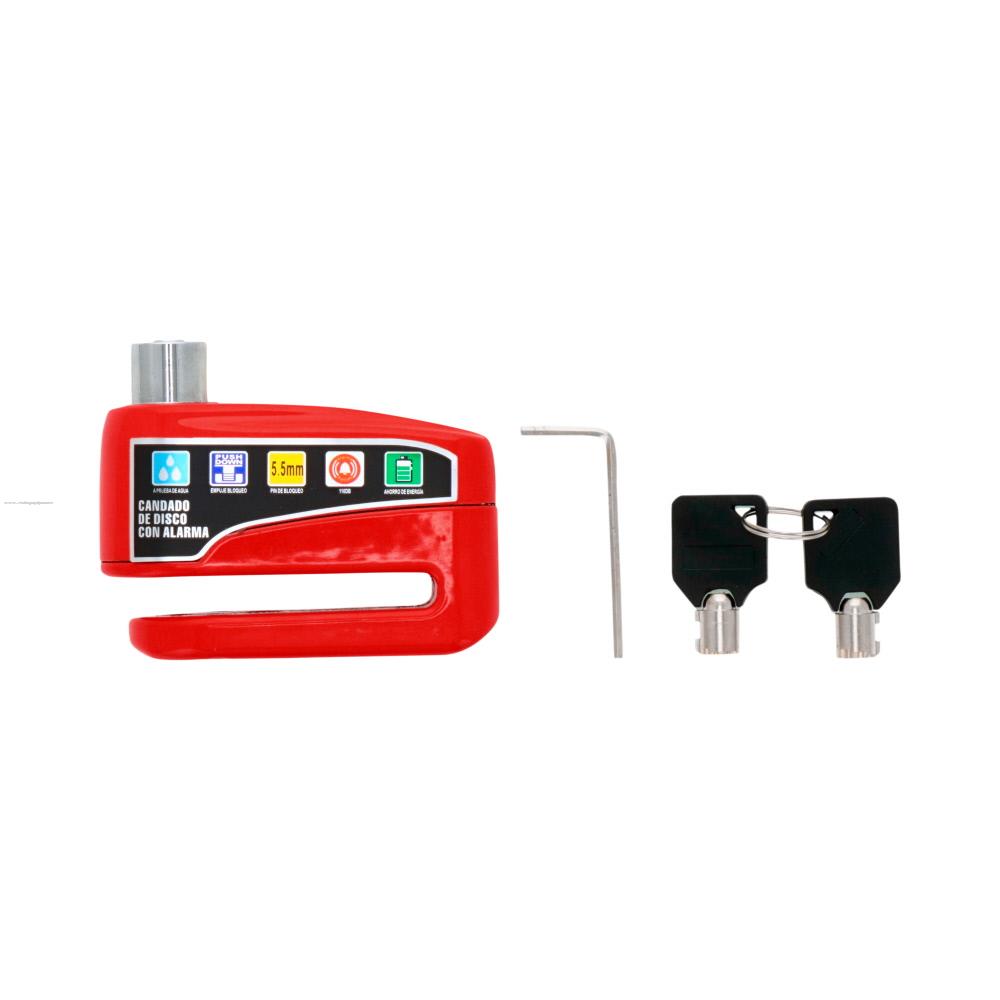 Candado Disco Freno PROMOTO con Alarma CDA2 Rojo