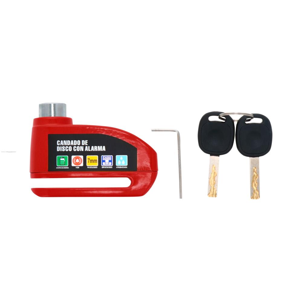 Candado Disco Freno PROMOTO con Alarma CDA3 Rojo