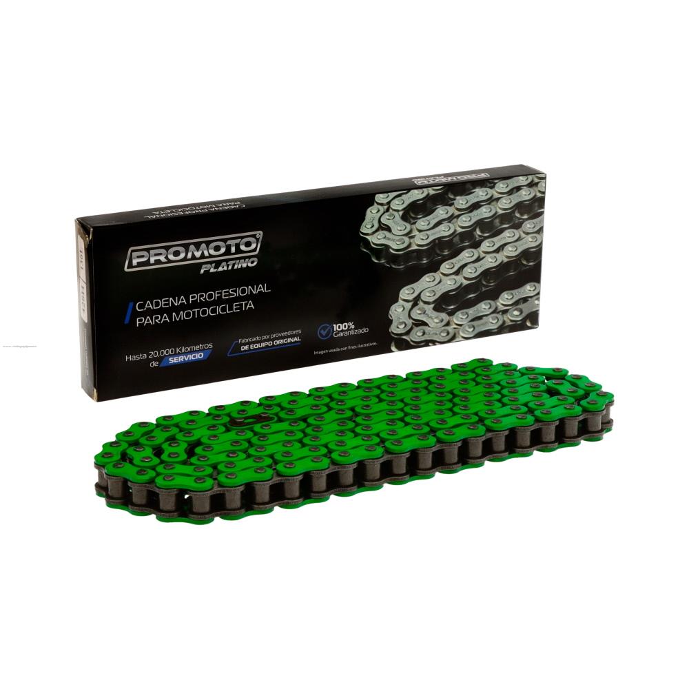 Cadena 428H -136L Reforzada Verde PROMOTO PLATINO