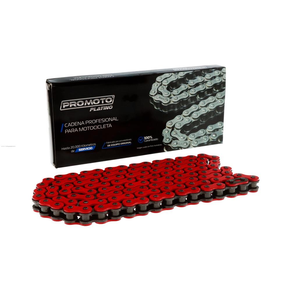 Cadena 520H -116L Reforzada Rojo PROMOTO PLATINO