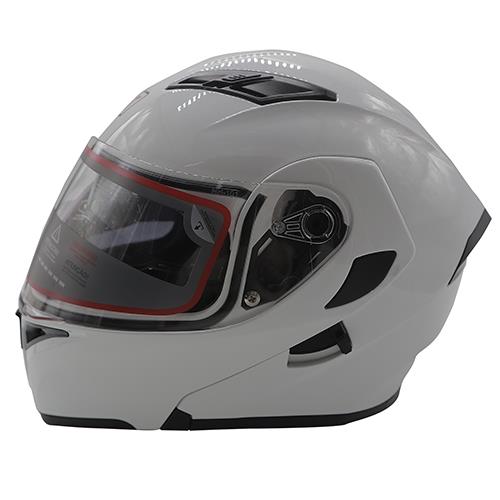 Casco Abatible R7 RACING Unscarred Solid Doble Mica Dot XXL Blanco
