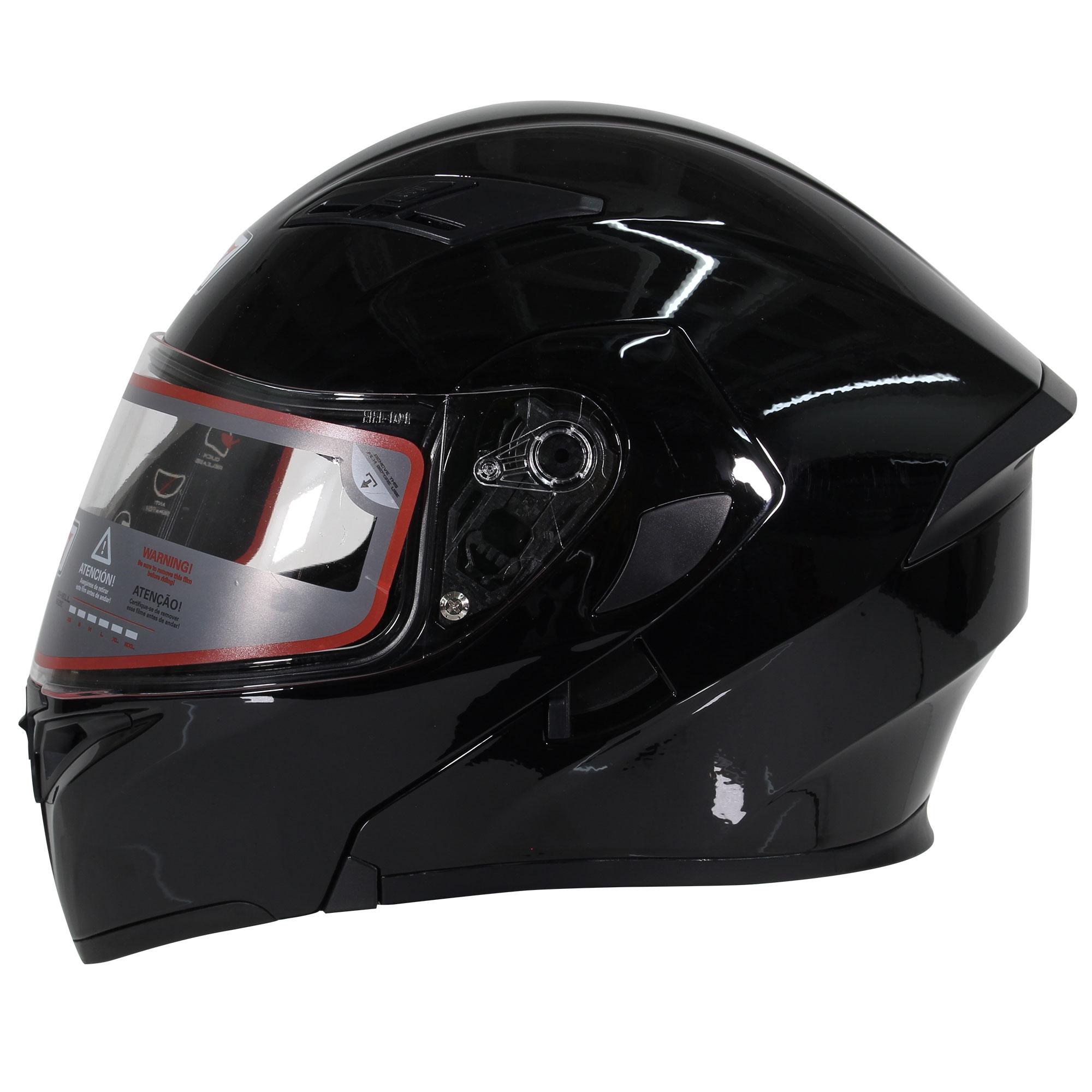 Casco Abatible R7 RACING Unscarred Solid Doble Mica Dot L Negro