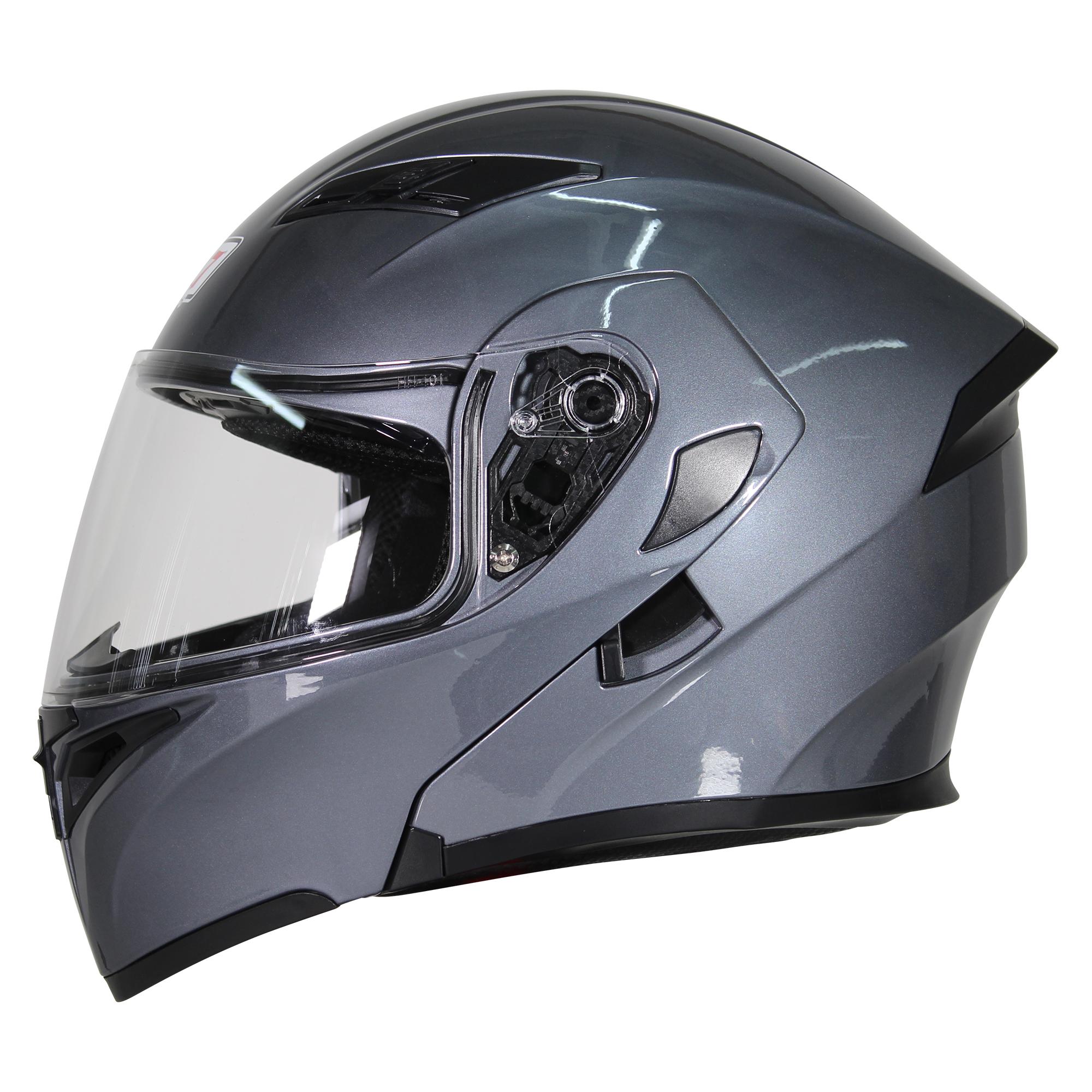 Casco Abatible R7 RACING Unscarred Solid Doble Mica Dot L Gris