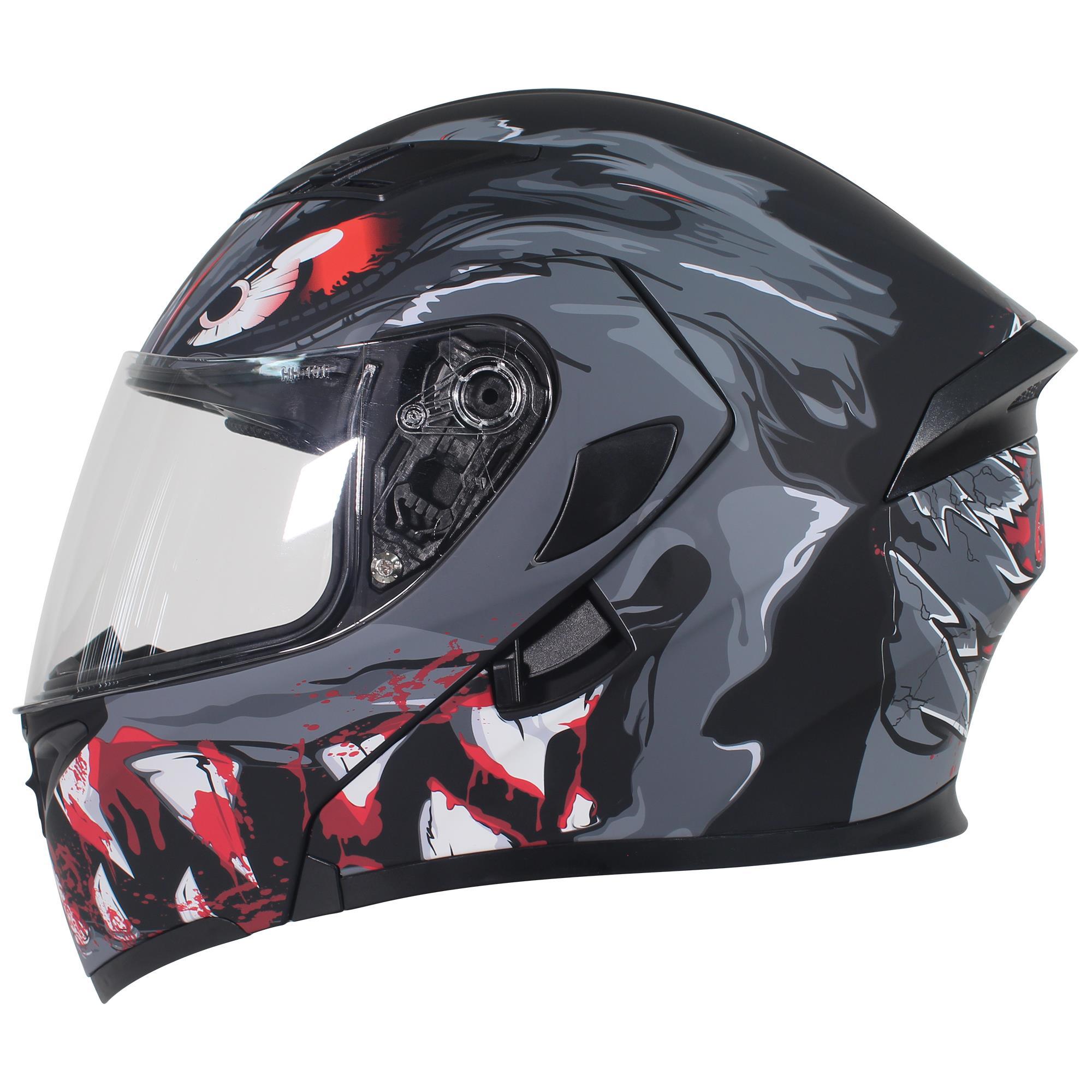 Casco Abatible R7 RACING Unscarred Rex Doble Mica Dot M GRS/NGO/ROJ/MATE