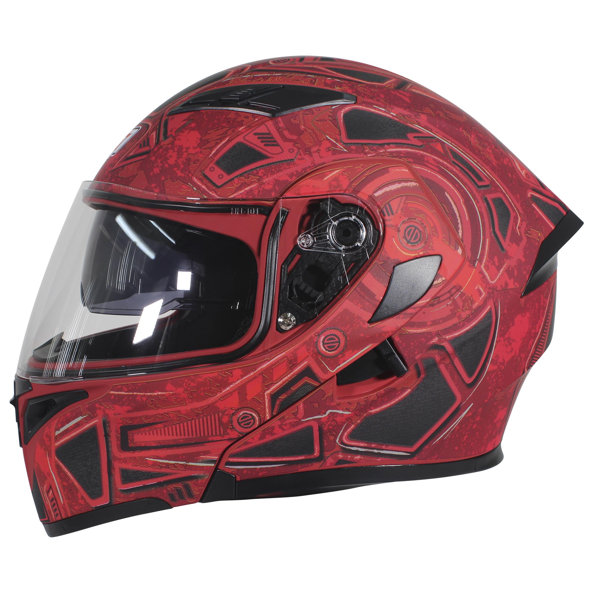 Casco Abatible R7 RACING Unscarred Militar Doble Mica Dot L ROJ/NGO/MATE