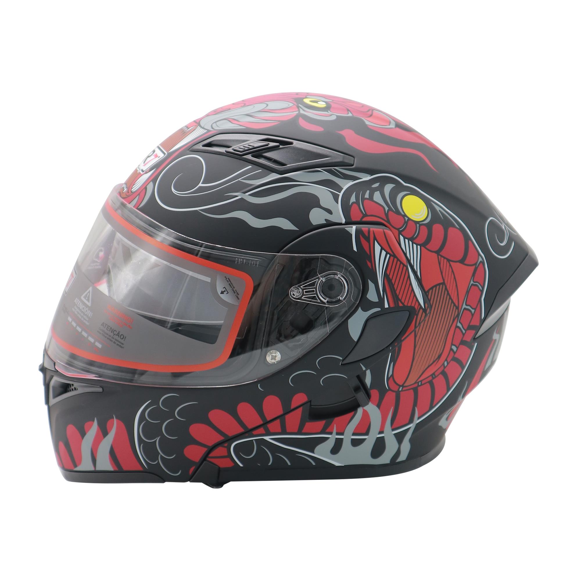 Casco Abatible R7 RACING Unscarred Snake Doble Mica Dot XXL NGO/ROJ/GRS/MATE