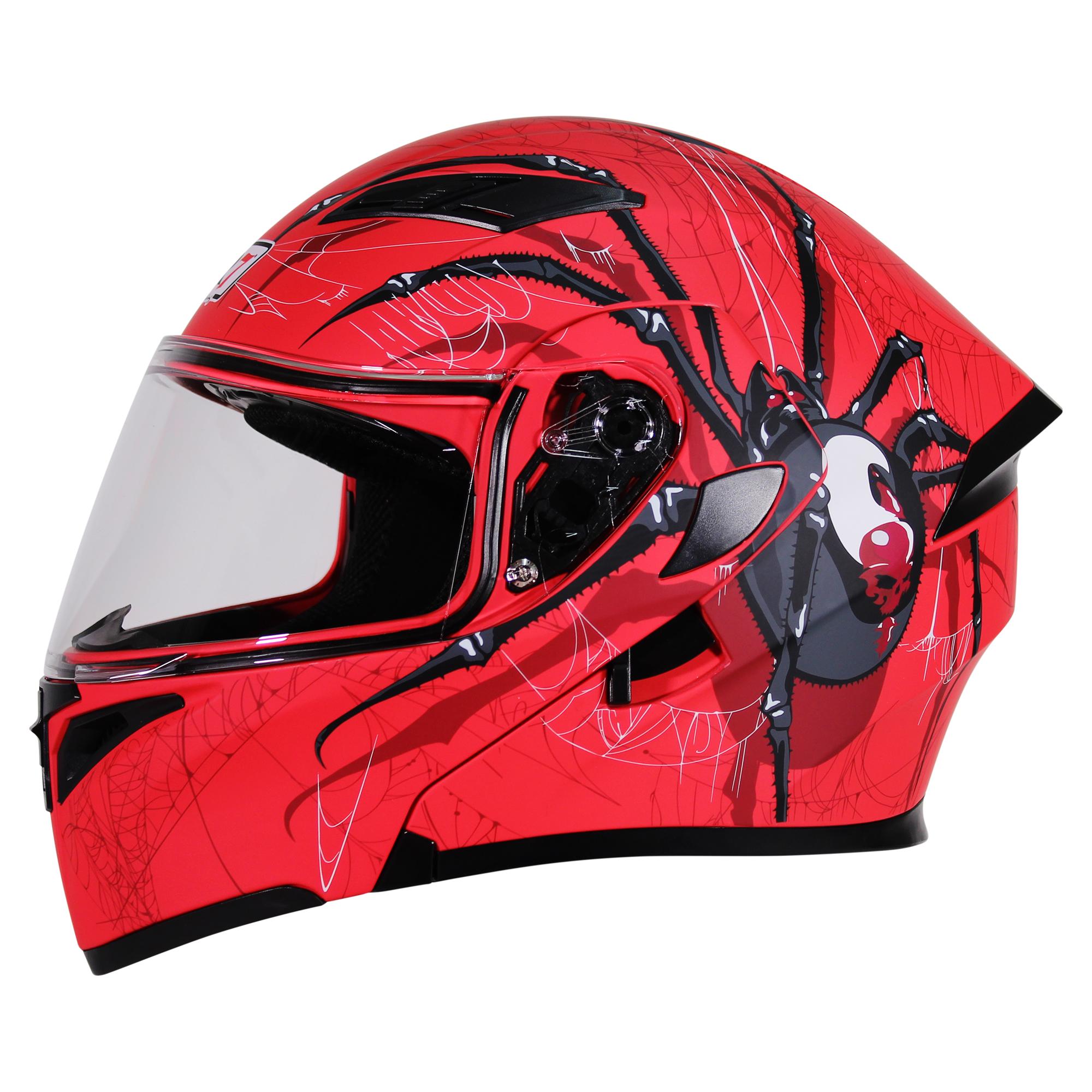 Casco Abatible R7 RACING Unscarred Spider Doble Mica Dot XXL NGO/ROJ/BCO/MATE