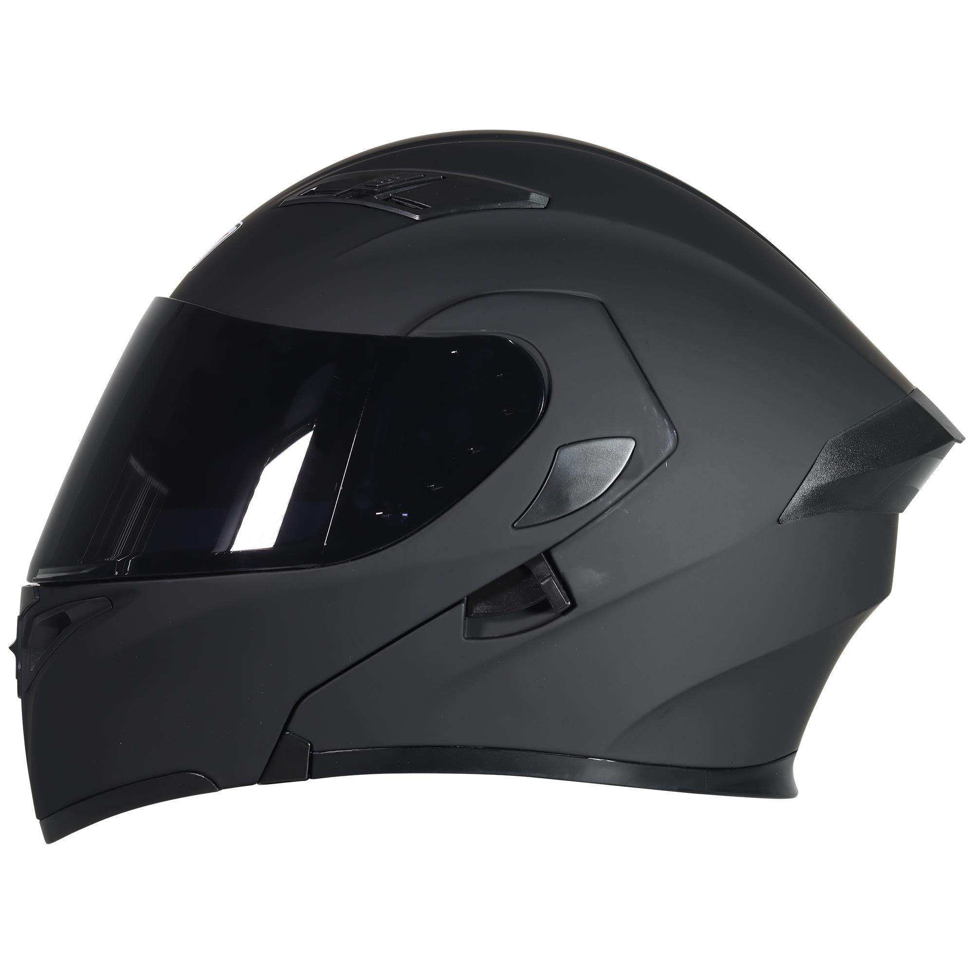 Casco Abatible R7 RACING Unscarred con Led Doble Mica Dot S Negro Mate