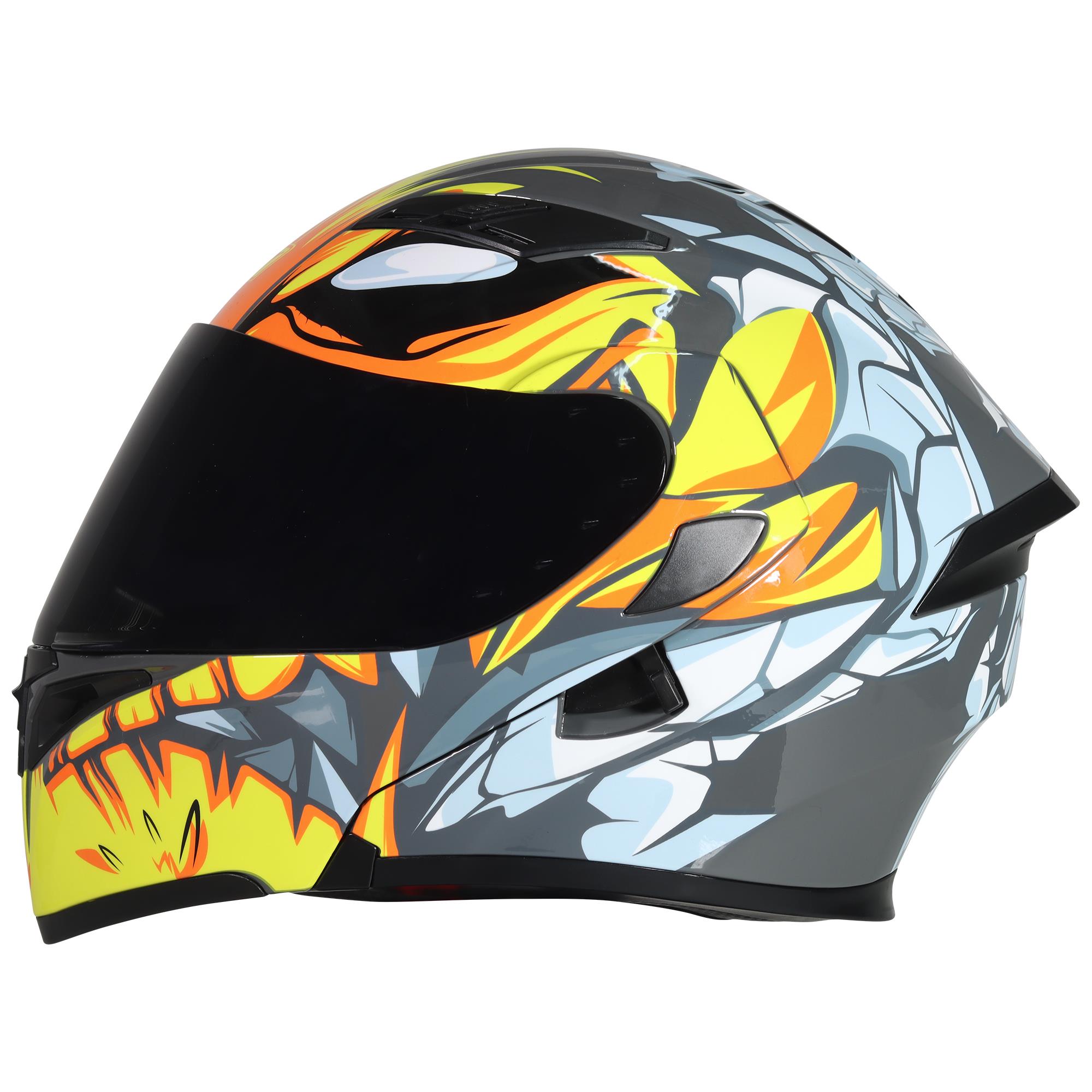 Casco Abatible R7 RACING Unscarred Inflames Doble Mica Dot L AMA/BCO/GRS