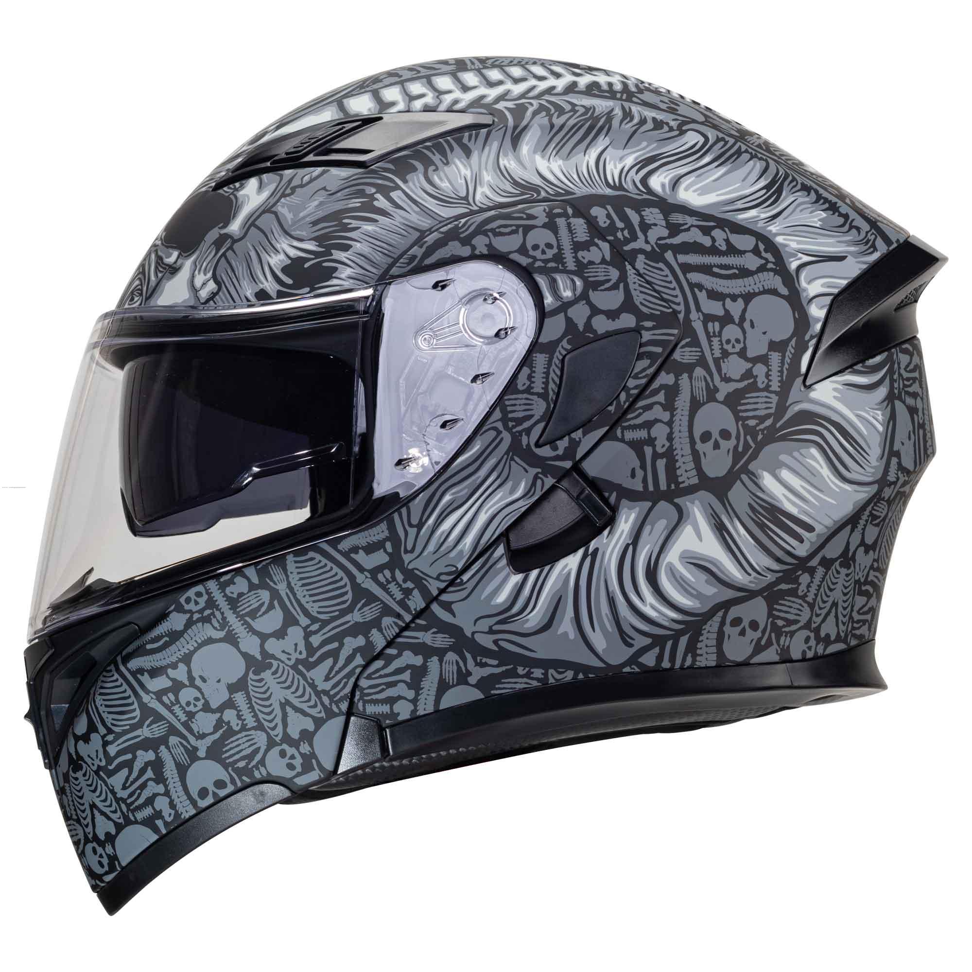 Casco Abatible R7 RACING Unscarred Bone Demon Doble Mica Dot M NGO/GRS Mate