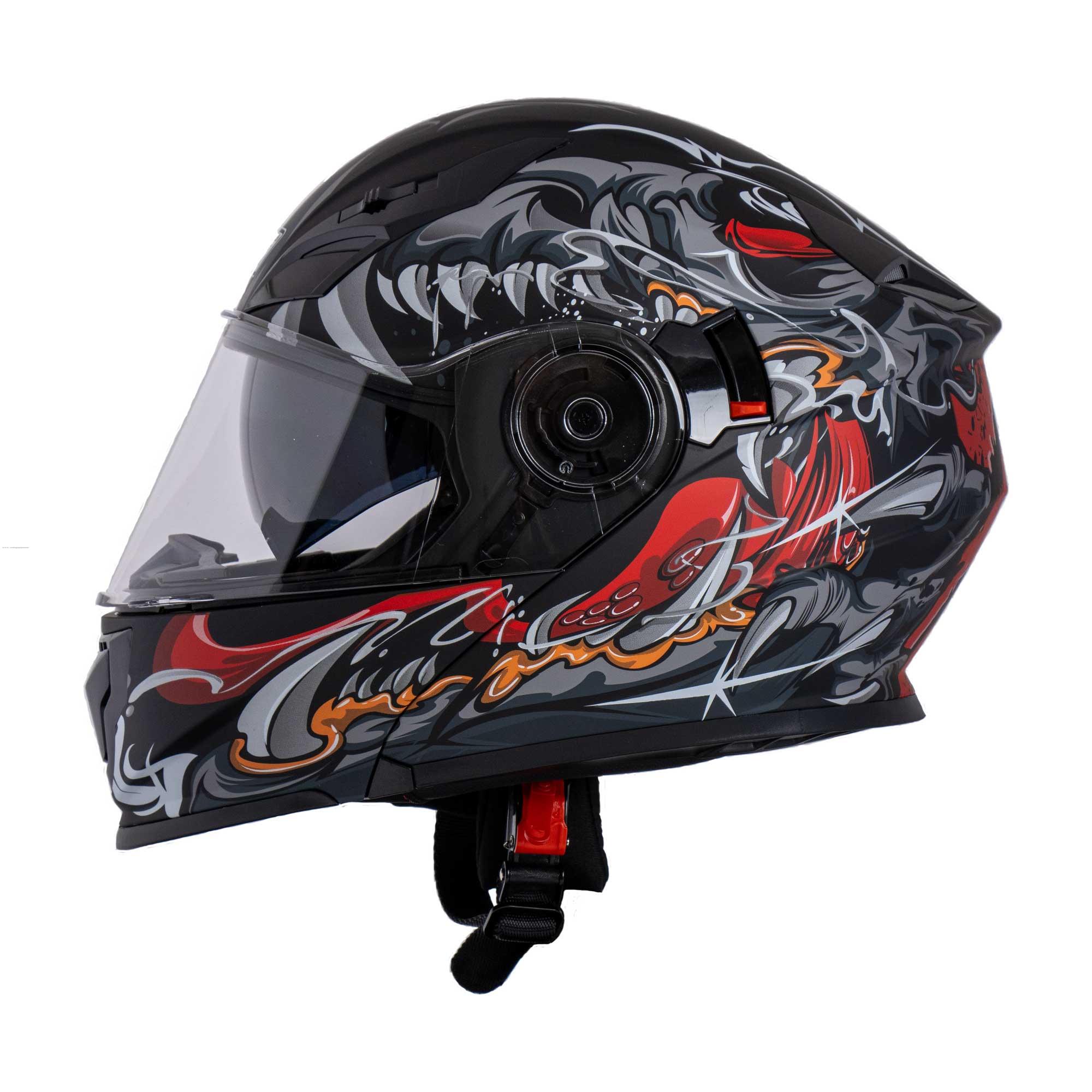 Casco Abatible R7 RACING Expert Monster Doble Mica Dot S NGO/ROJ Mate