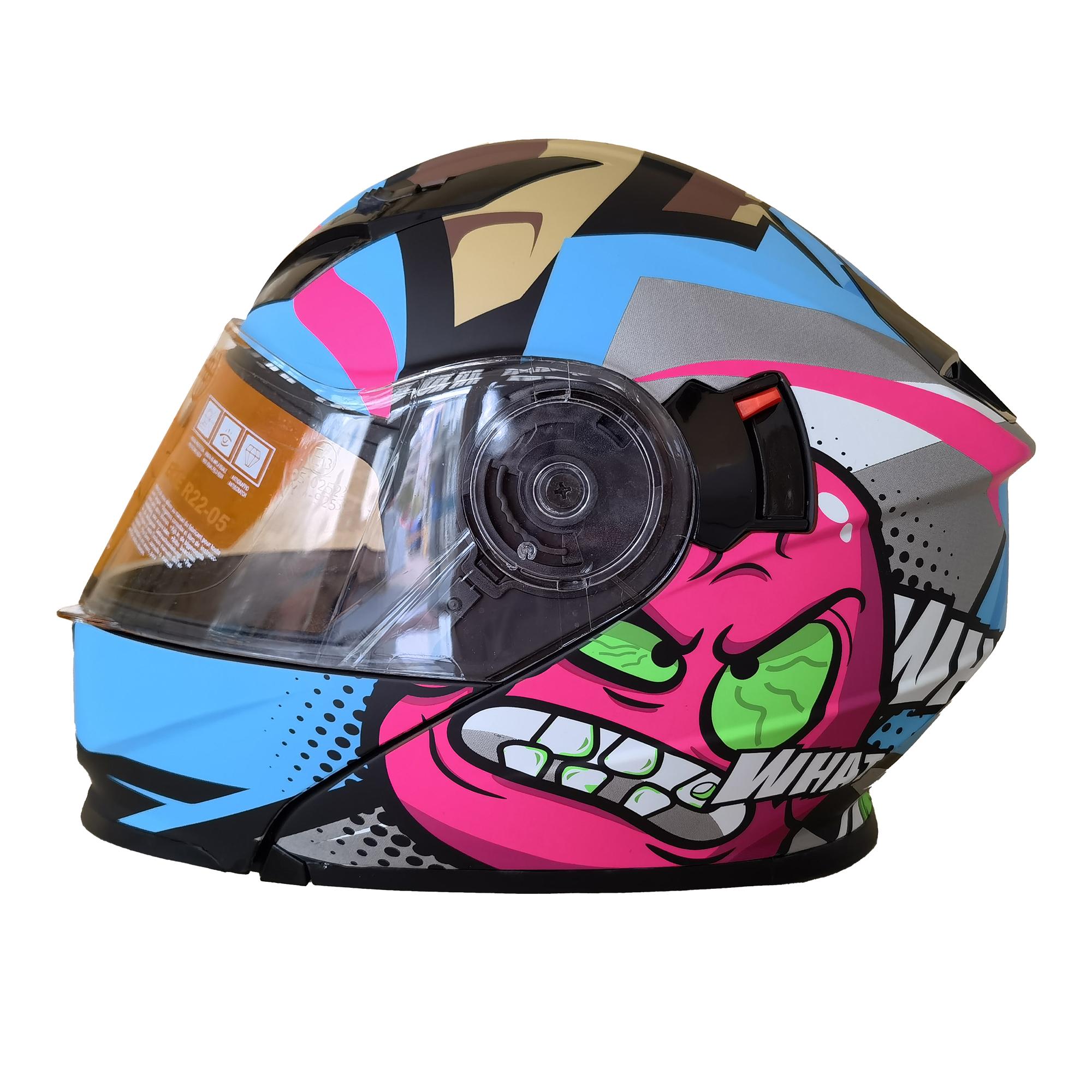 Casco Abatible R7 RACING Expert Egg Doble Mica Dot XXL Azul Mate