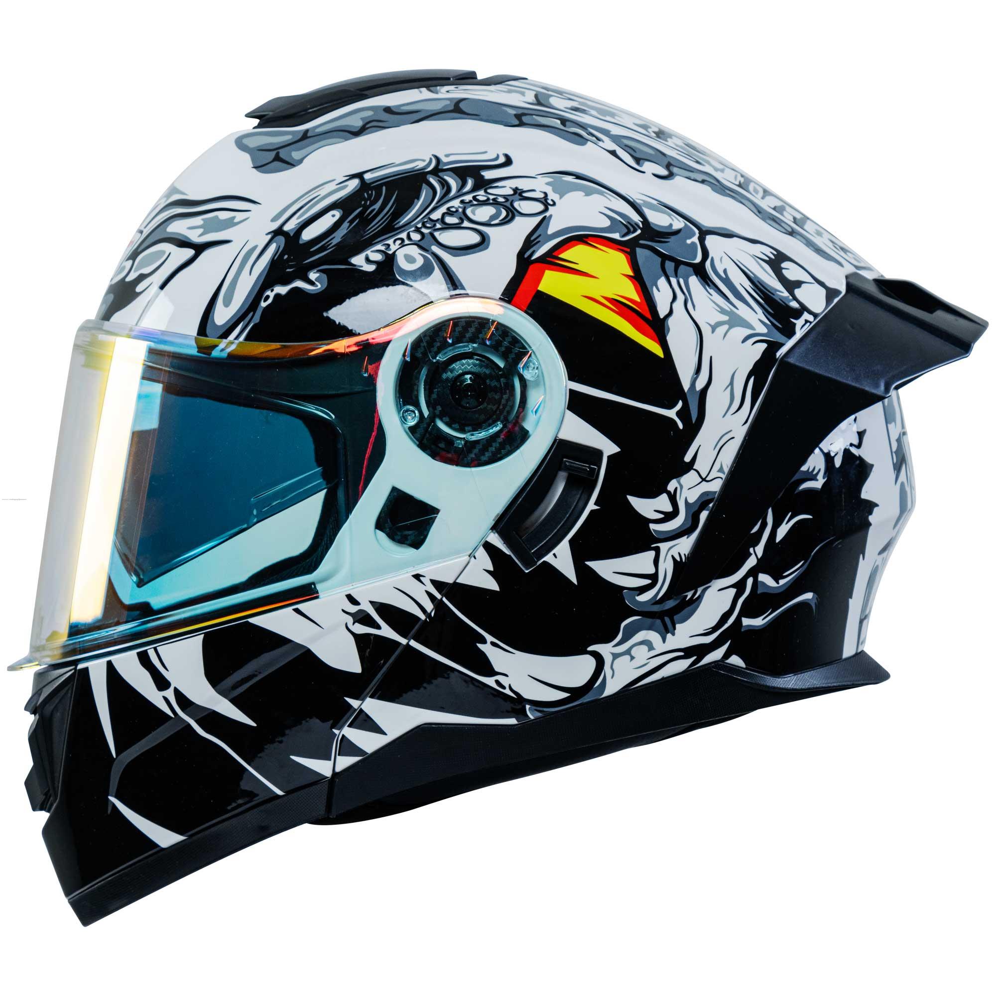 Casco Abatible R7 RACING Alfa Doble Mica Dot L White Wild (MICA Premium Night Vision