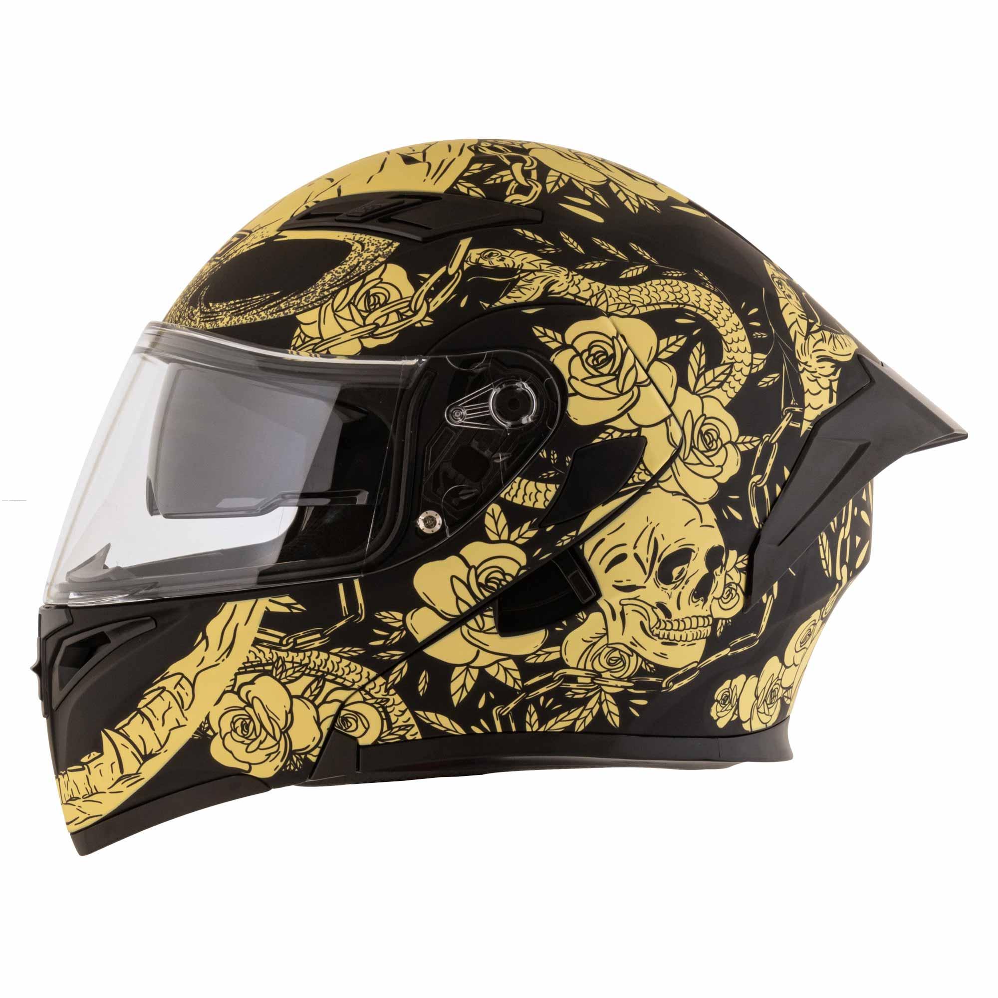 Casco Abatible R7 RACING Unscarred Kalaveras Doble Mica Dot M