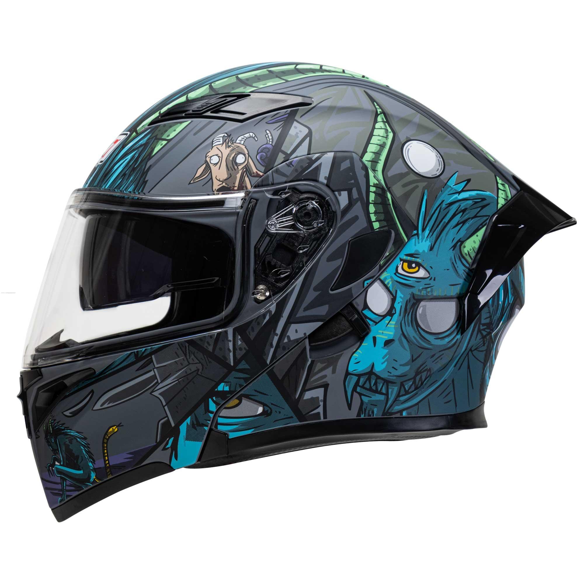 Casco Abatible R7 RACING Unscarred Chupacabras Doble Mica Dot S