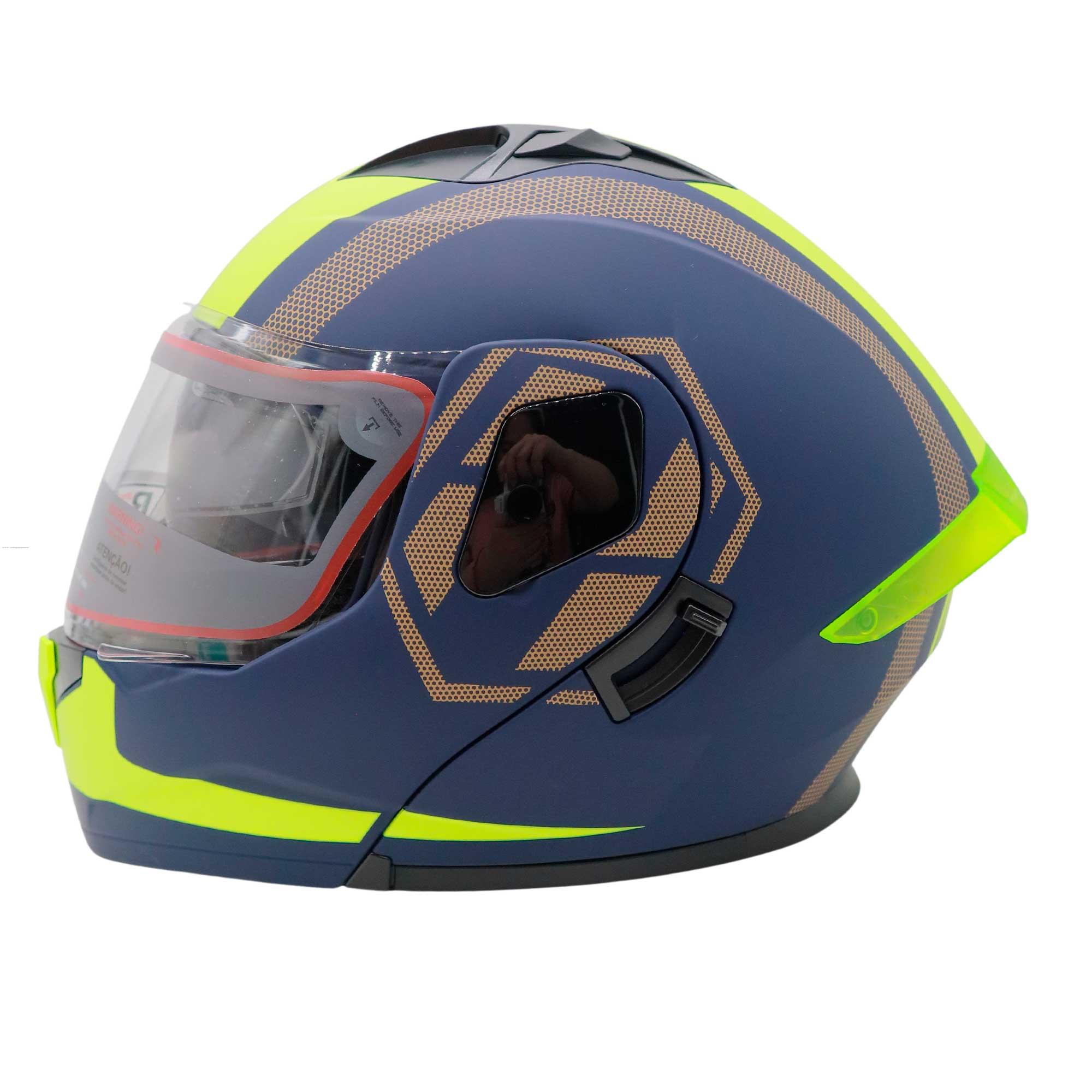 Casco Abatible R7 RACING Dynatos Factor Amarillo Doble Mica Dot M