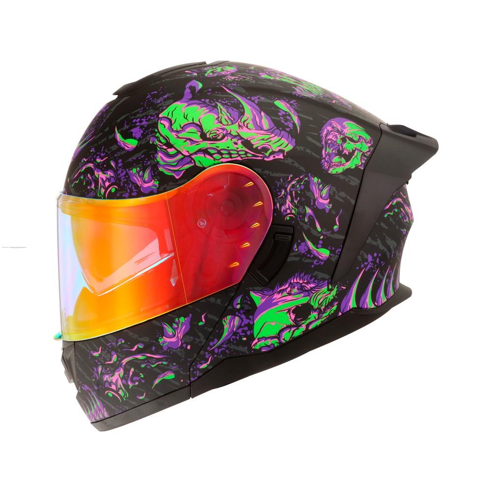 Casco Abatible R7 RACING Alfa con Led Doble Mica Dot L Animal (MICA Premium Night VISION)